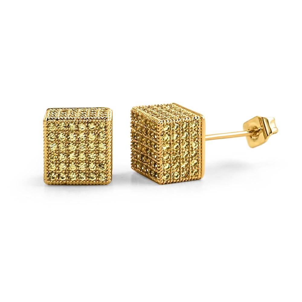 Cube Lemonade CZ Hip Hop Bling Bling Earrings HipHopBling