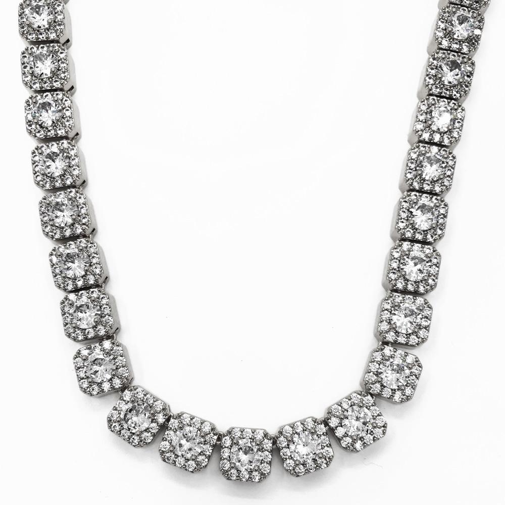 Cushion Cluster Bling Bling CZ Iced Out Chain Yellow Gold 18" HipHopBling