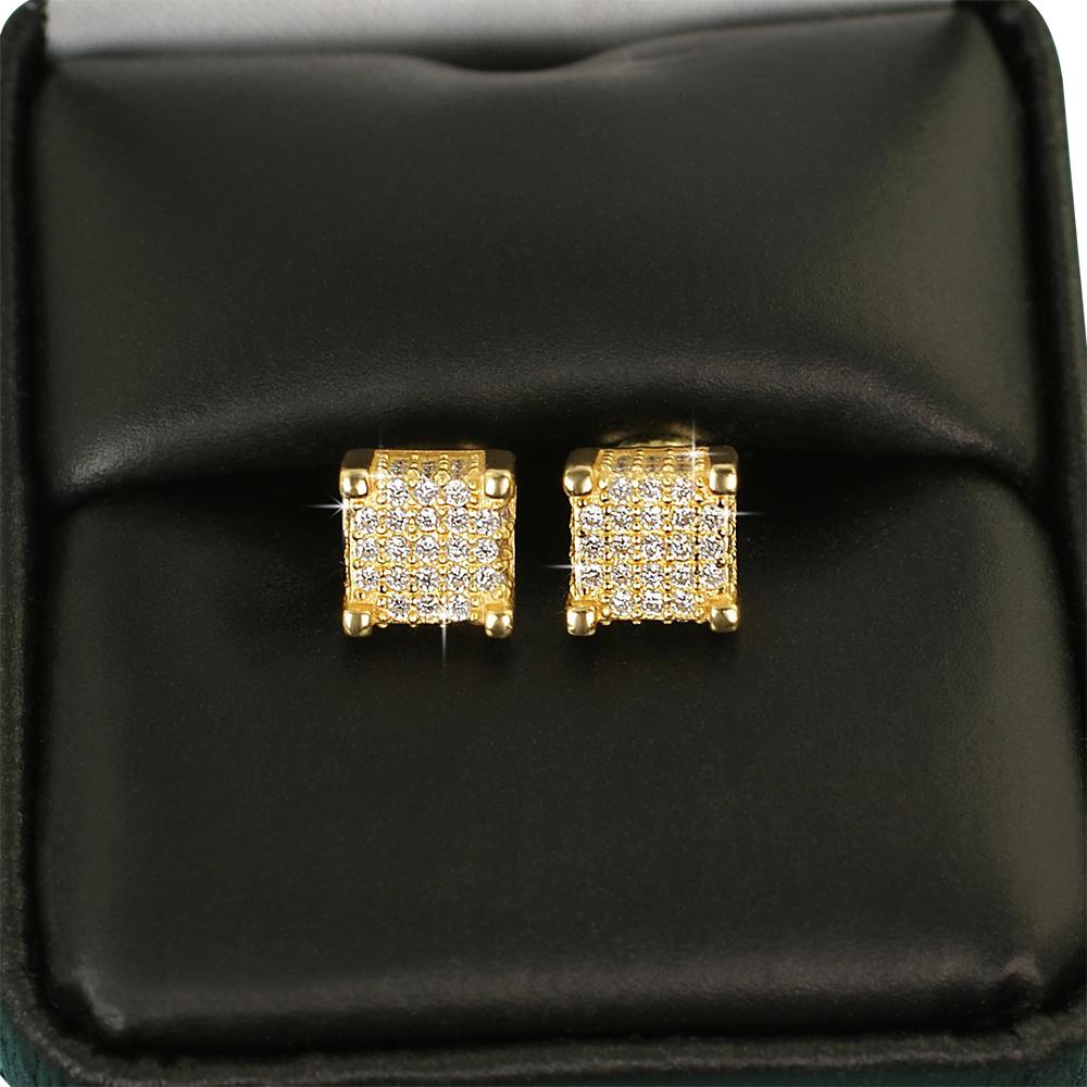 Custom 3D Cube VVS Moissanite Earrings .925 Sterling Silver HipHopBling
