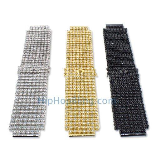 Custom 8 Row CZ Iced Out Watch Band (White) White HipHopBling