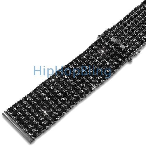 Custom Black on Black CZ Bling Bling Watch Band 24mm HipHopBling
