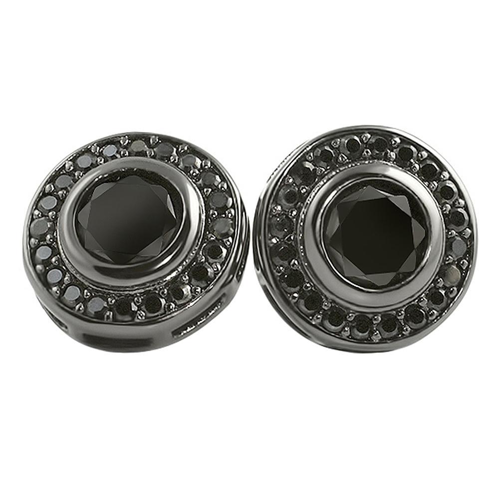 Custom Black Solitaire Circle CZ Bling Bling Earrings HipHopBling
