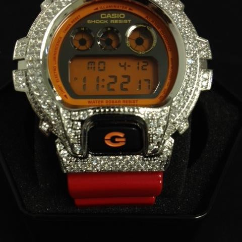 Custom Bling G Shock Red Watch DW6900 HipHopBling