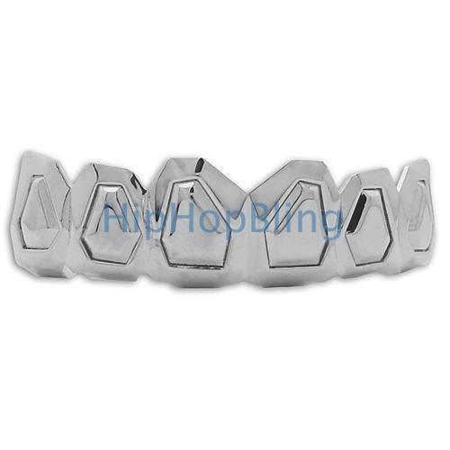 Custom Boxy Style Platinum Teeth Hip Hop Grillz HipHopBling