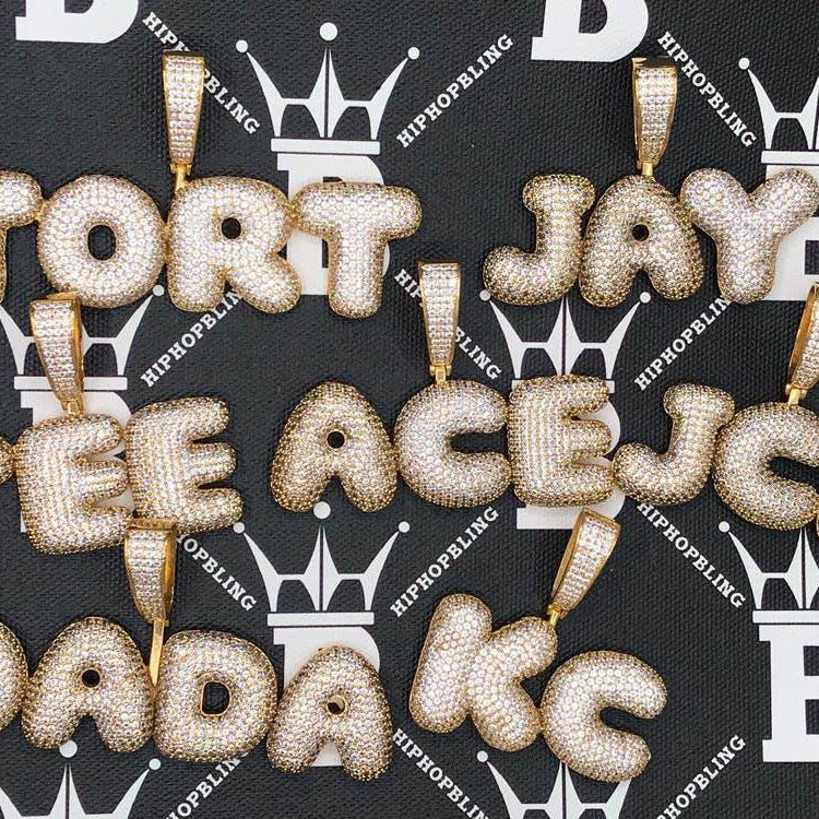 Custom Bubble Letter Name Pendant HipHopBling