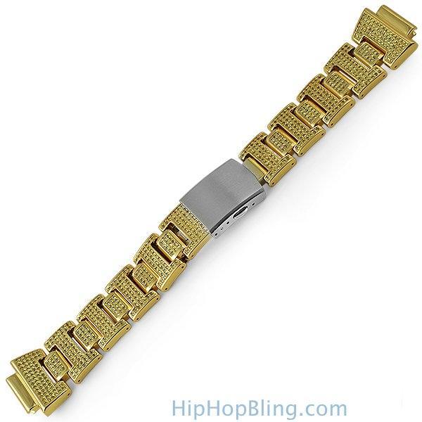 Custom Canary CZ Gold Band for G Shock Watch HipHopBling