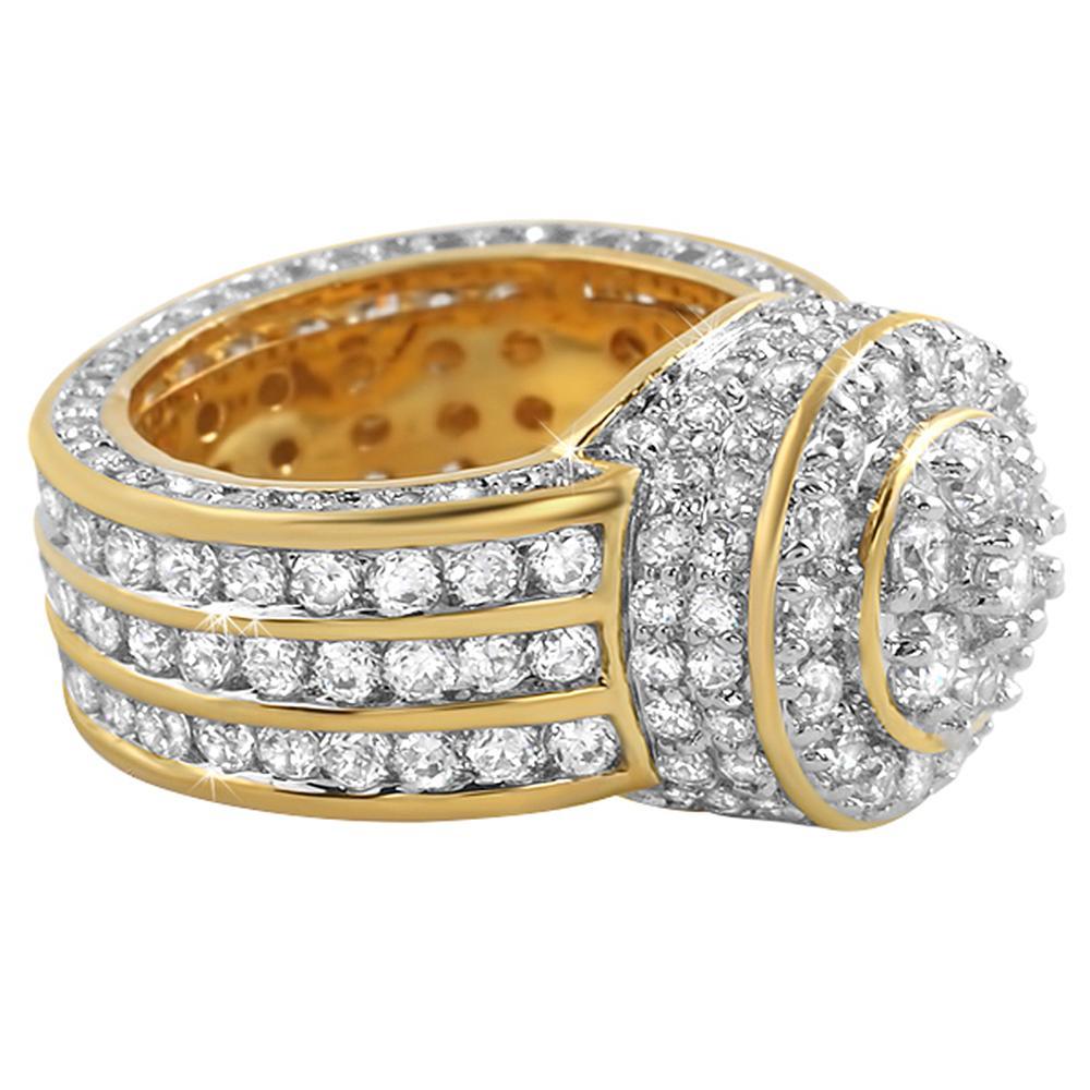 Custom Cluster Gold Bling Bling Ring 7 HipHopBling