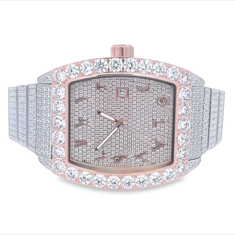 Custom Emperor VVS Moissanite Iced Out Watch 2 Tone White/Rose HipHopBling