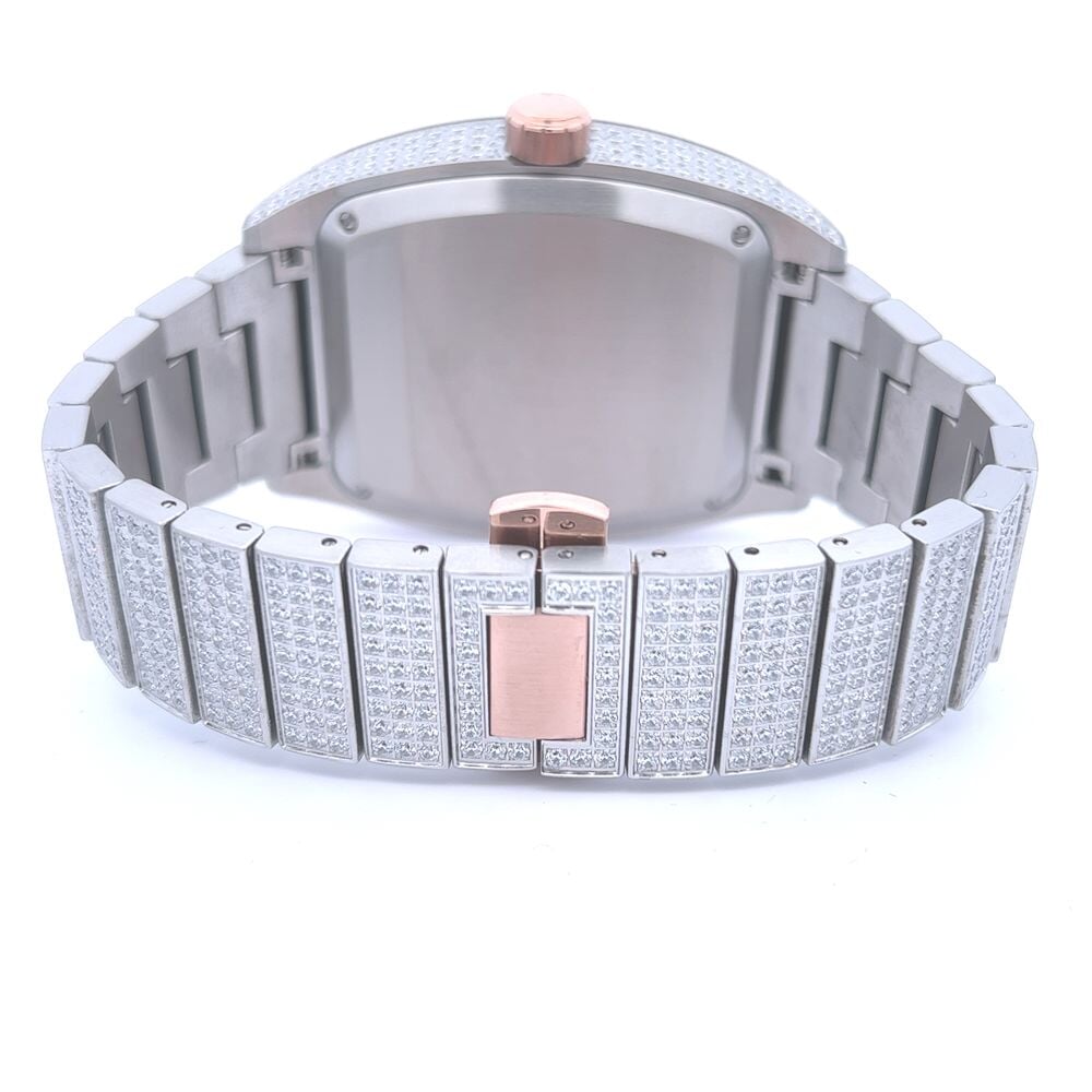 Custom Emperor VVS Moissanite Iced Out Watch 2 Tone White/Rose HipHopBling