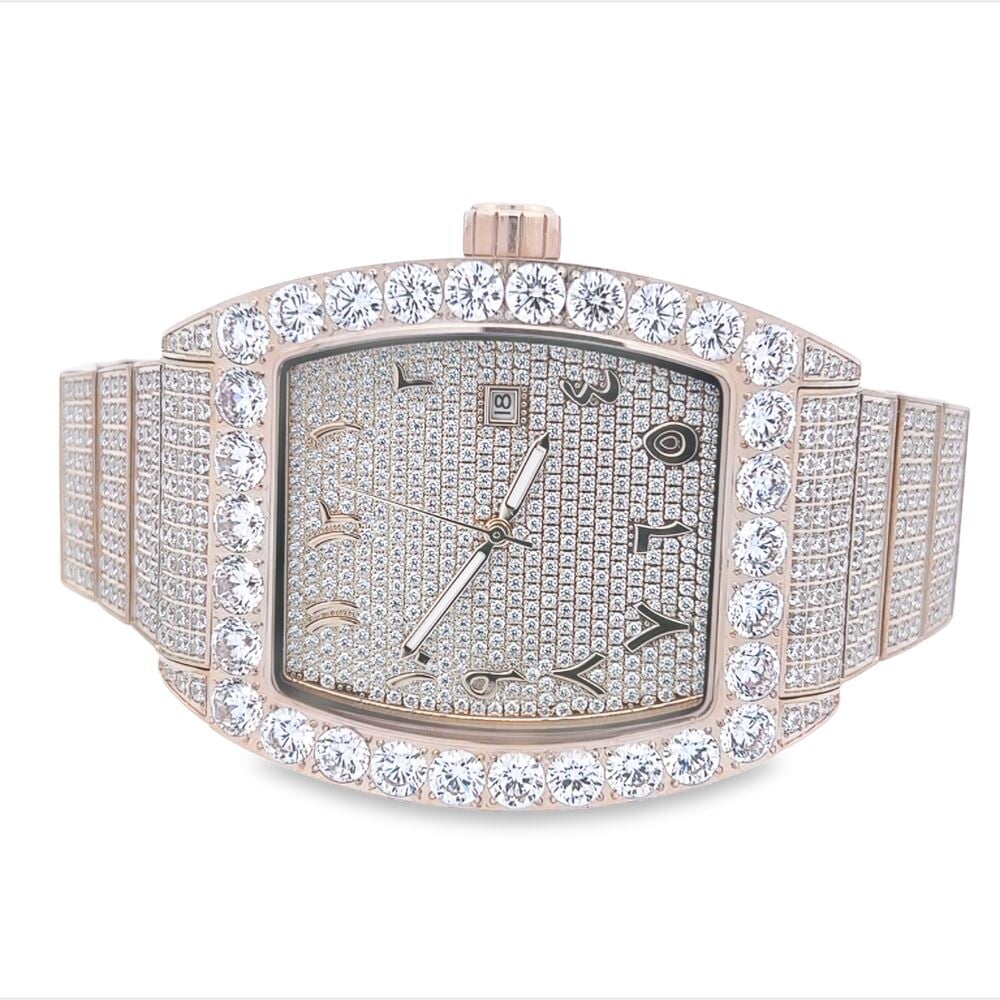 Custom Emperor VVS Moissanite Iced Out Watch Yellow Gold HipHopBling