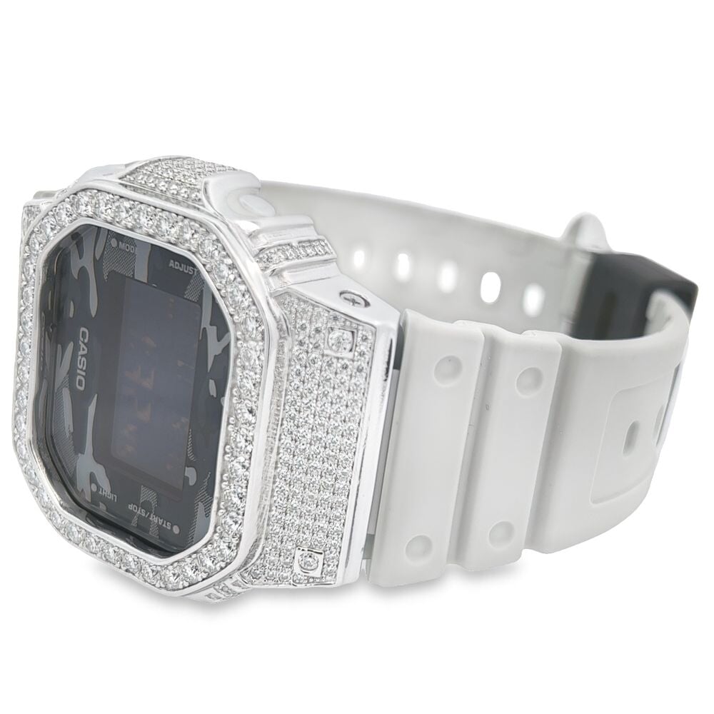 Custom G Shock DW5600 Iced Out Watch 4.50 Carat Moissanite Black HipHopBling