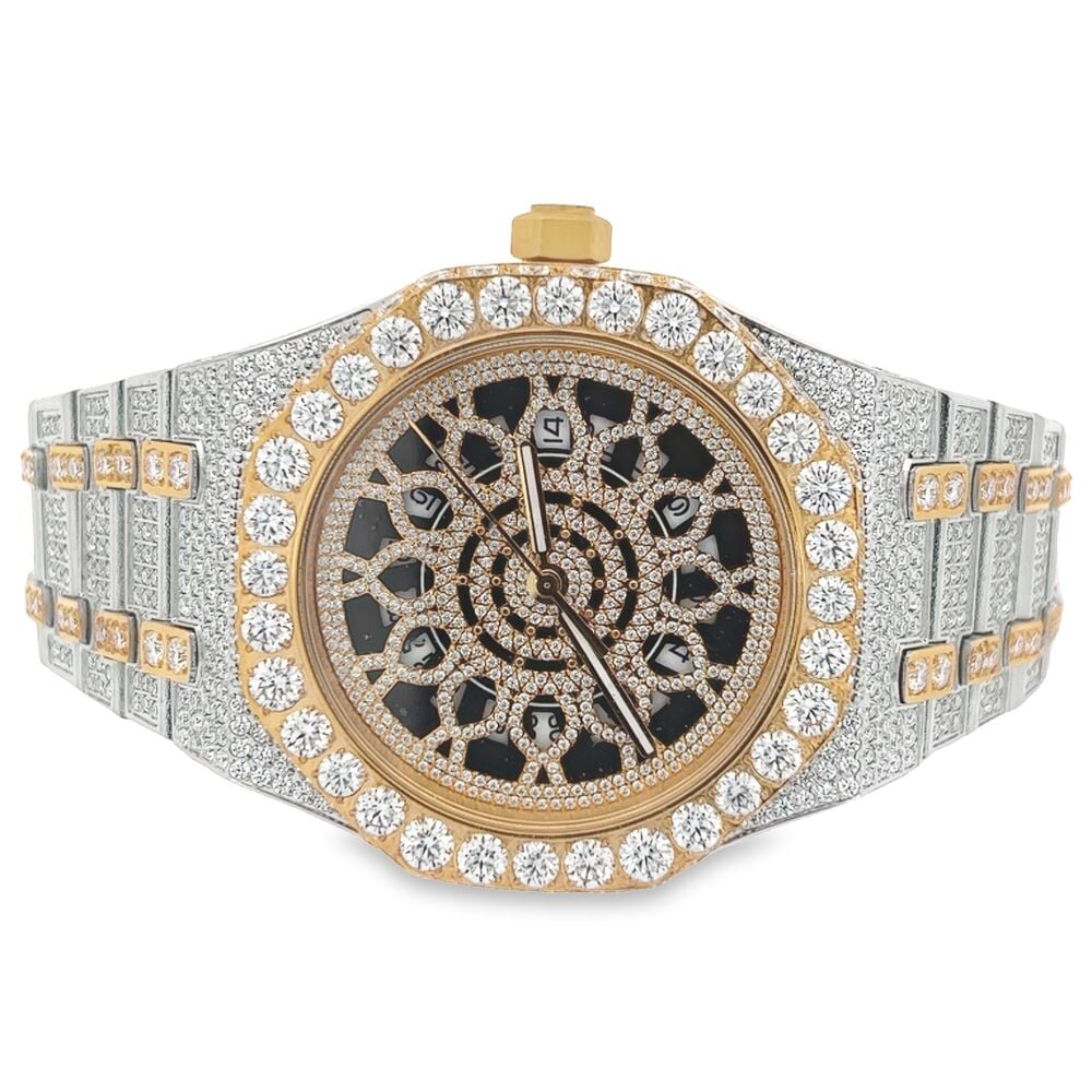 Custom Moissanite VVS Iced Out Watch 2 Tone White/Yellow HipHopBling