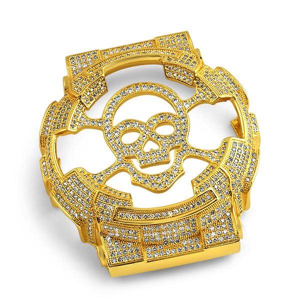 Custom Skull CZ Gold Case for Casio G Shock GA100 HipHopBling