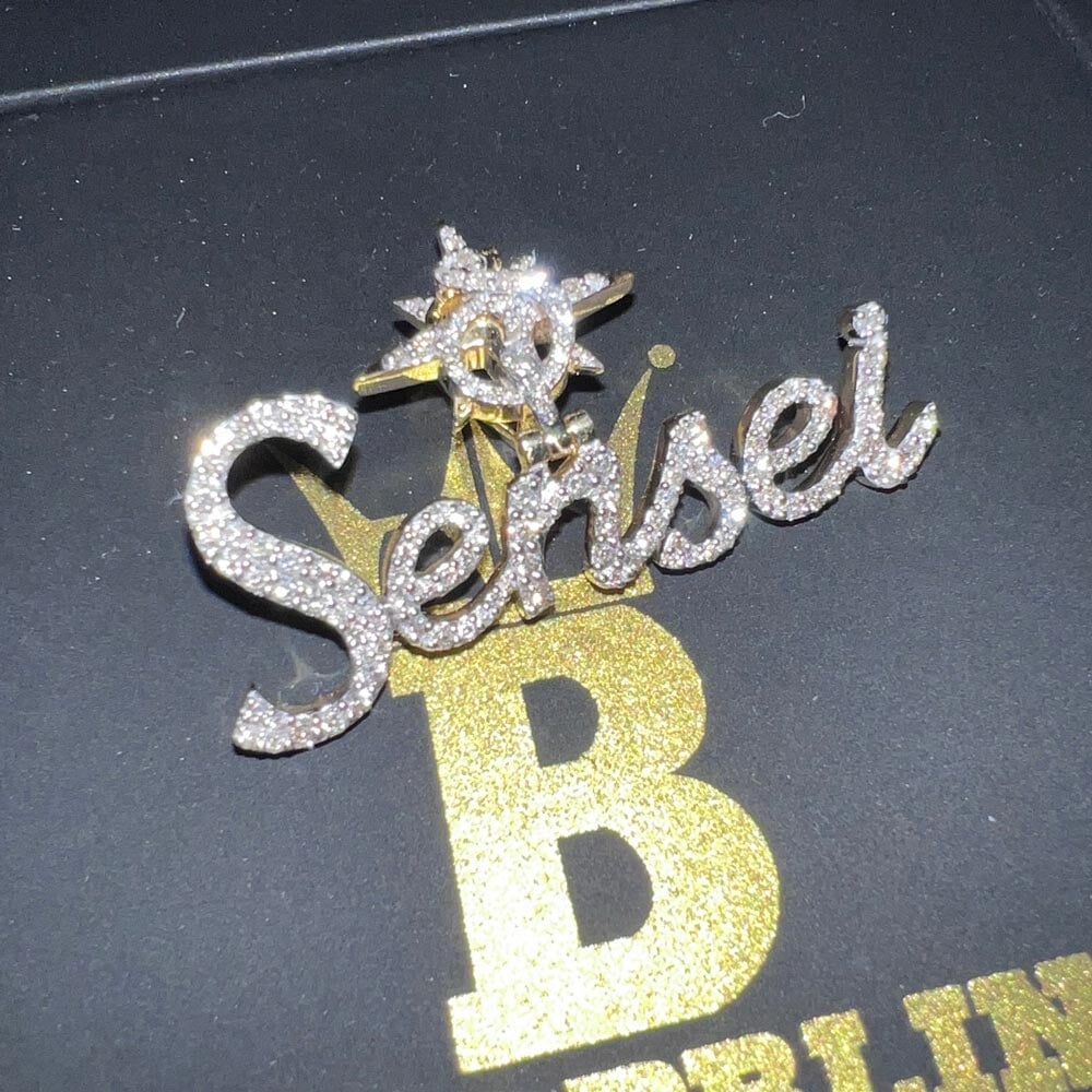 Custom Womens Cursive Name Diamond Pendant 10K or 14K Gold 10K White Gold Standard Bail HipHopBling