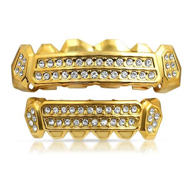 Customized Grillz Gold Teeth Top Bottom Set HipHopBling