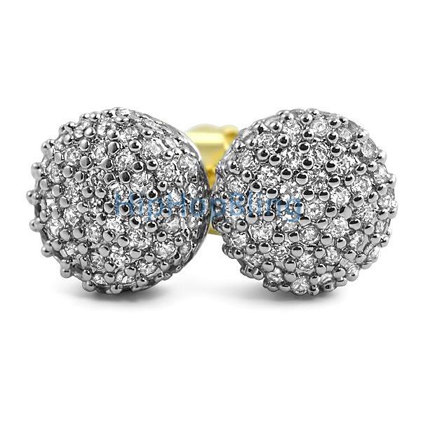 Cylinder CZ Gold Bling Bling Earrings HipHopBling