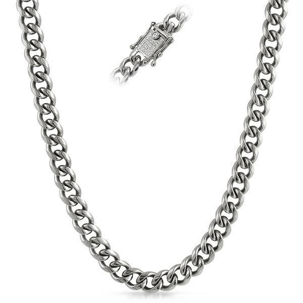 CZ Clasp 10MM Cuban Chain Stainless Steel 20 HipHopBling