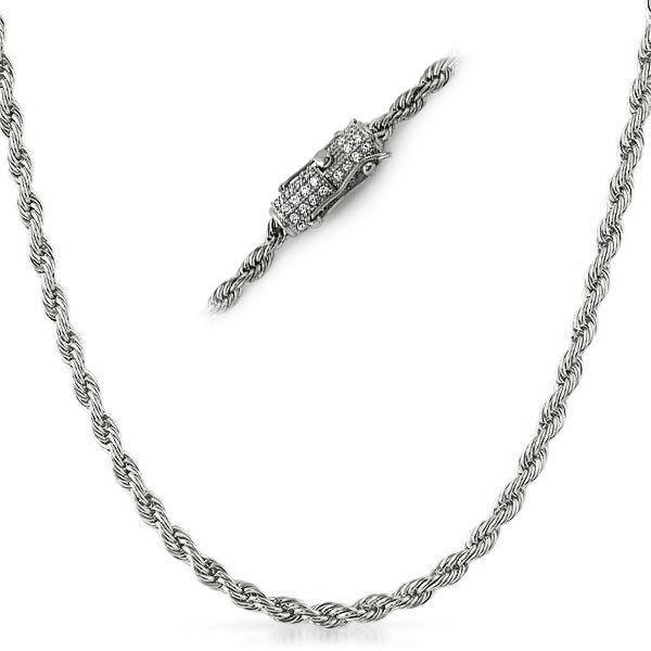 CZ Clasp 4MM Rope Stainless Steel No Fade Chain 20 HipHopBling