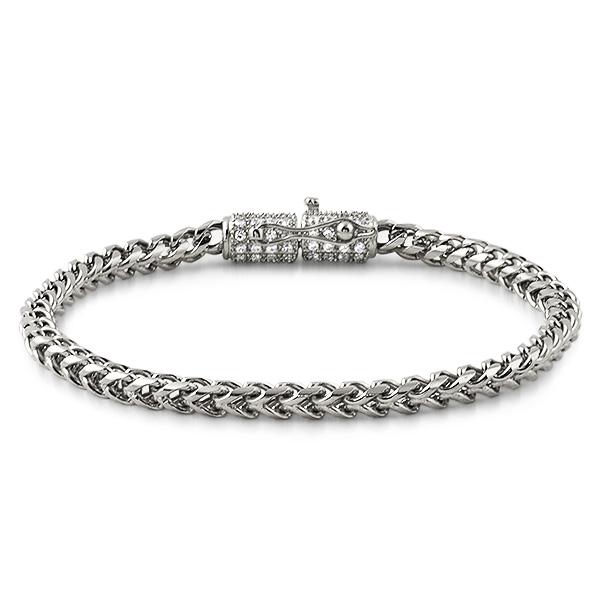 CZ Clasp 4MM Stainless Steel Franco Bracelet HipHopBling