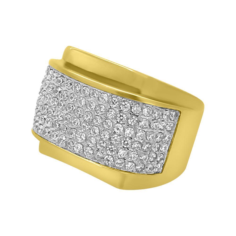 CZ Micro Pave Rounded Gold Stainless Steel Ring 7 HipHopBling