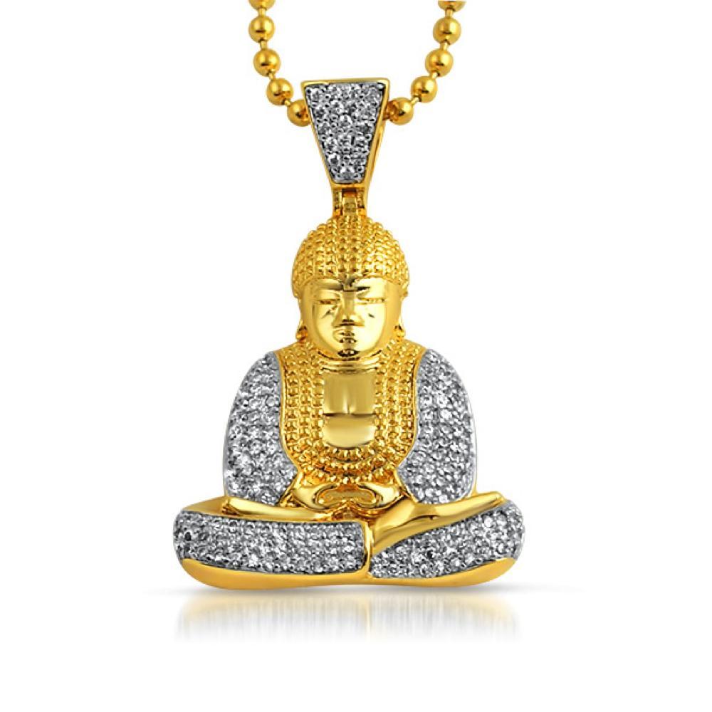 CZ Sitting Buddha Gold Micro Pave Pendant Pendant Only HipHopBling