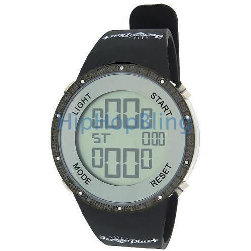 DAILY DEAL All Black Digital Diamond Watch Ice Plus HipHopBling
