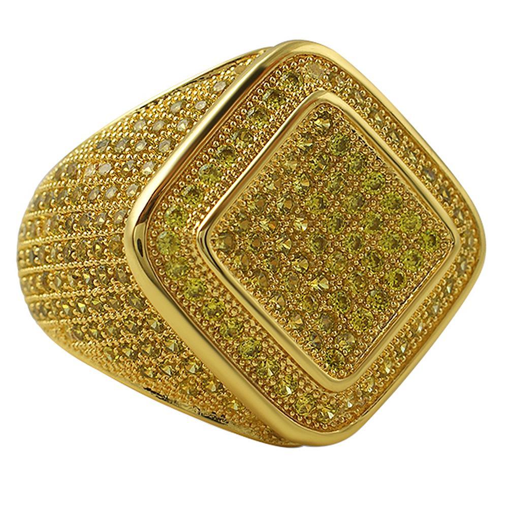 Deep Ice Lemonade CZ Micro Pave Bling Ring 7 HipHopBling