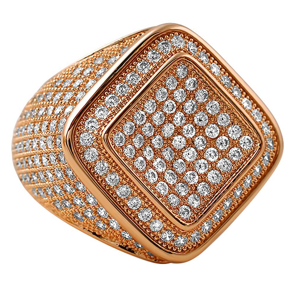 Deep Ice Rose Gold CZ Micro Pave Bling Ring 7 HipHopBling