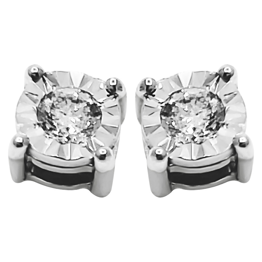 Diamond Stud Earrings Miracle Setting 10K White or Yellow Gold 10K White Gold 3MM HipHopBling