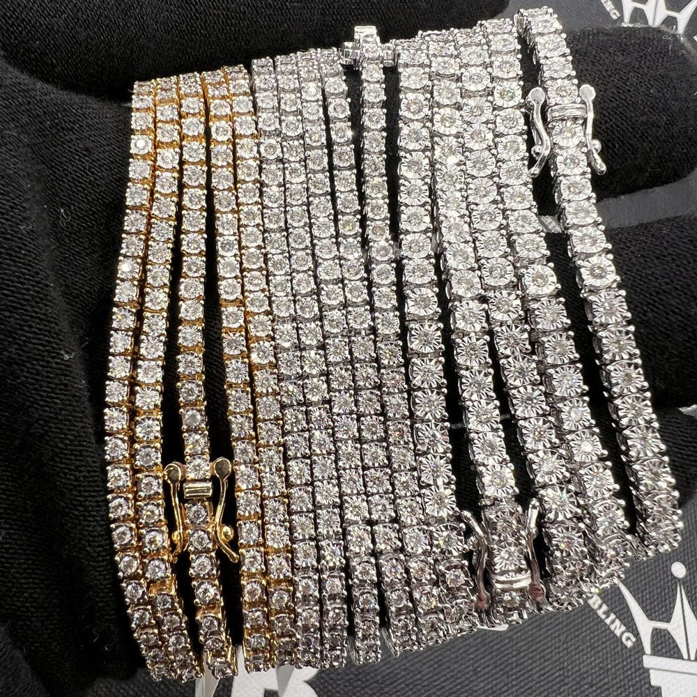 Diamond Tennis Bracelet 10K Gold Miracle Setting 10K Yellow Gold 2.25MM HipHopBling