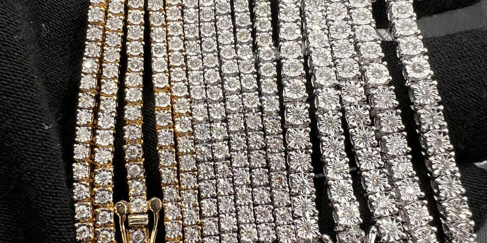 Diamond Tennis Bracelet 10K Gold Miracle Setting 10K Yellow Gold 2.25MM HipHopBling