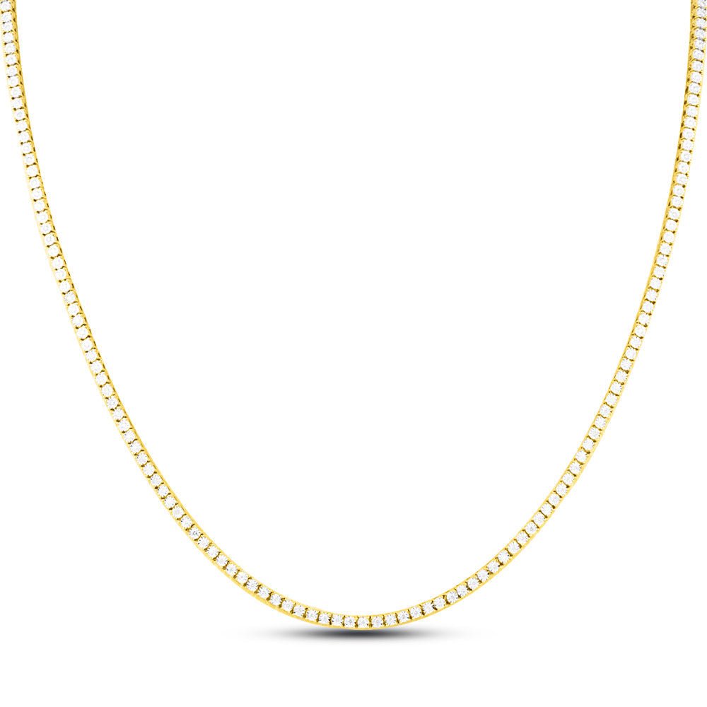 Diamond Tennis Chain 10K Gold 2.25MM Miracle Setting 10K Yellow Gold 18" HipHopBling
