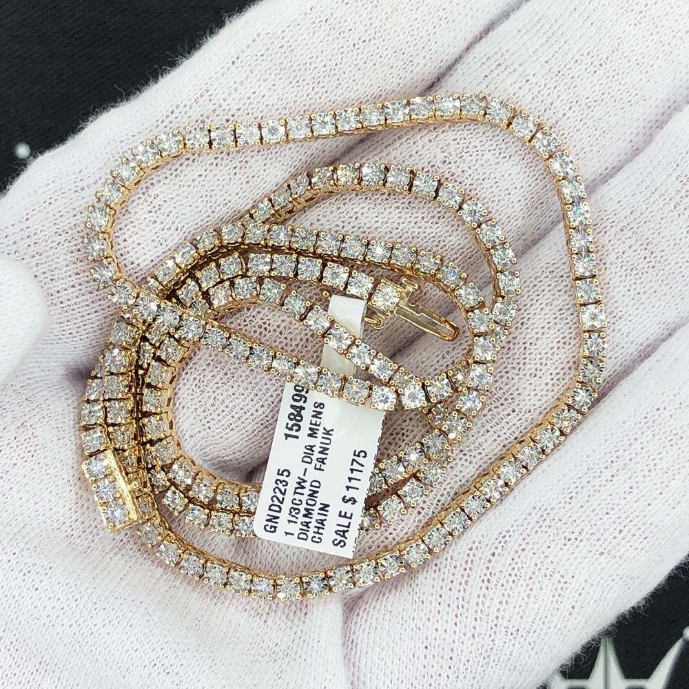 Diamond Tennis Chain in 10K Yellow Gold Miracle Setting HipHopBling