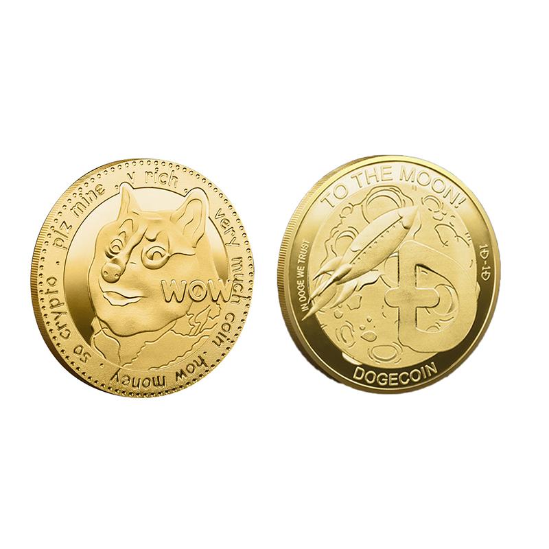 Dogecoin Coin Iced Out Frame Pendant V1 Yellow Gold Tennis CZ Frame HipHopBling