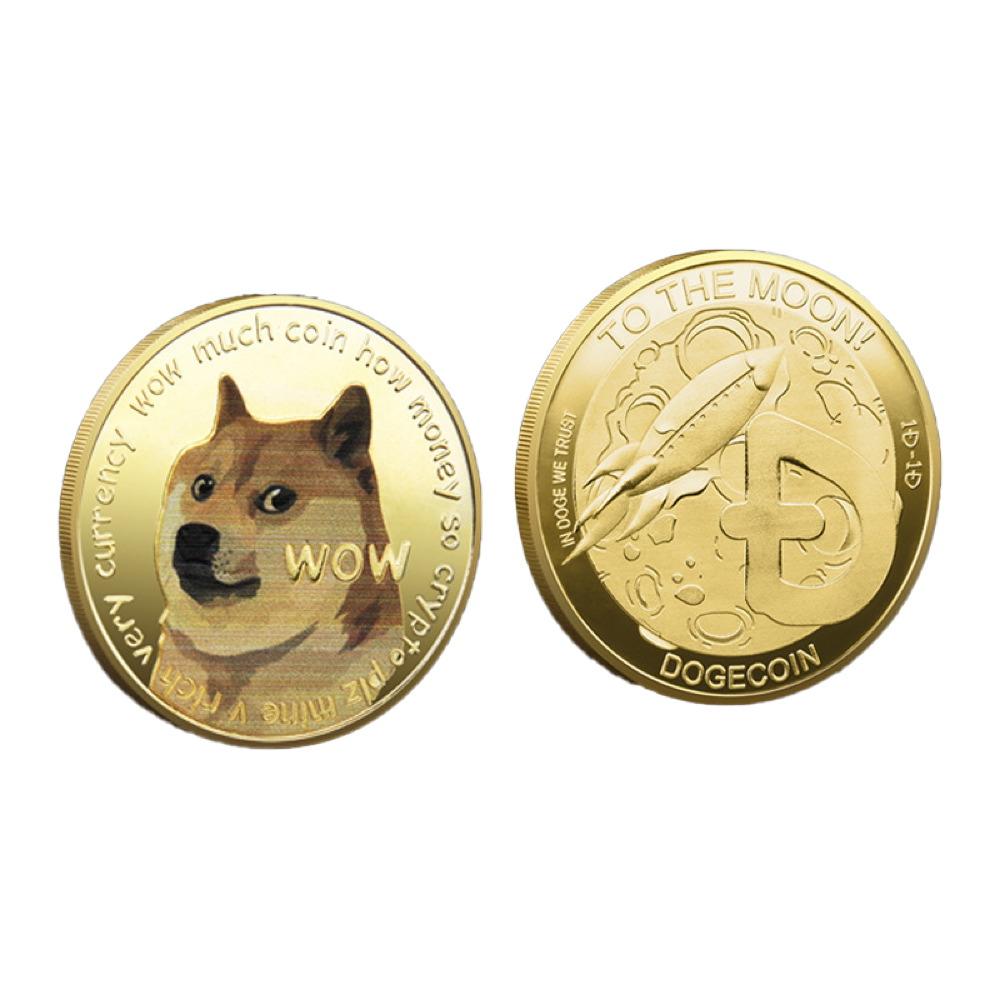 Dogecoin Coin Iced Out Frame Pendant V4 Yellow Gold Tennis CZ Frame HipHopBling