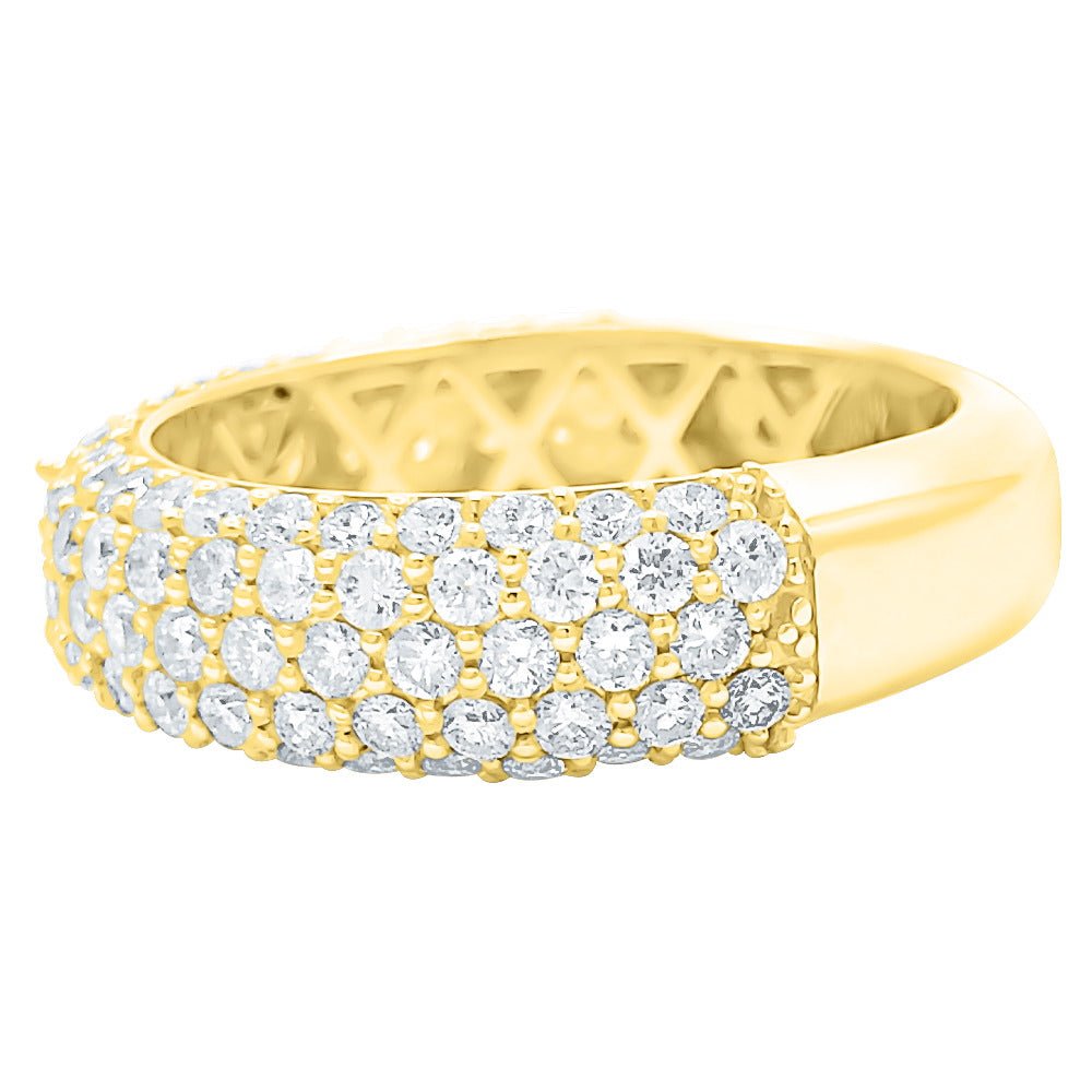 Domed 5 Row 2.76cttw Diamond Ring 14K Yellow Gold HipHopBling