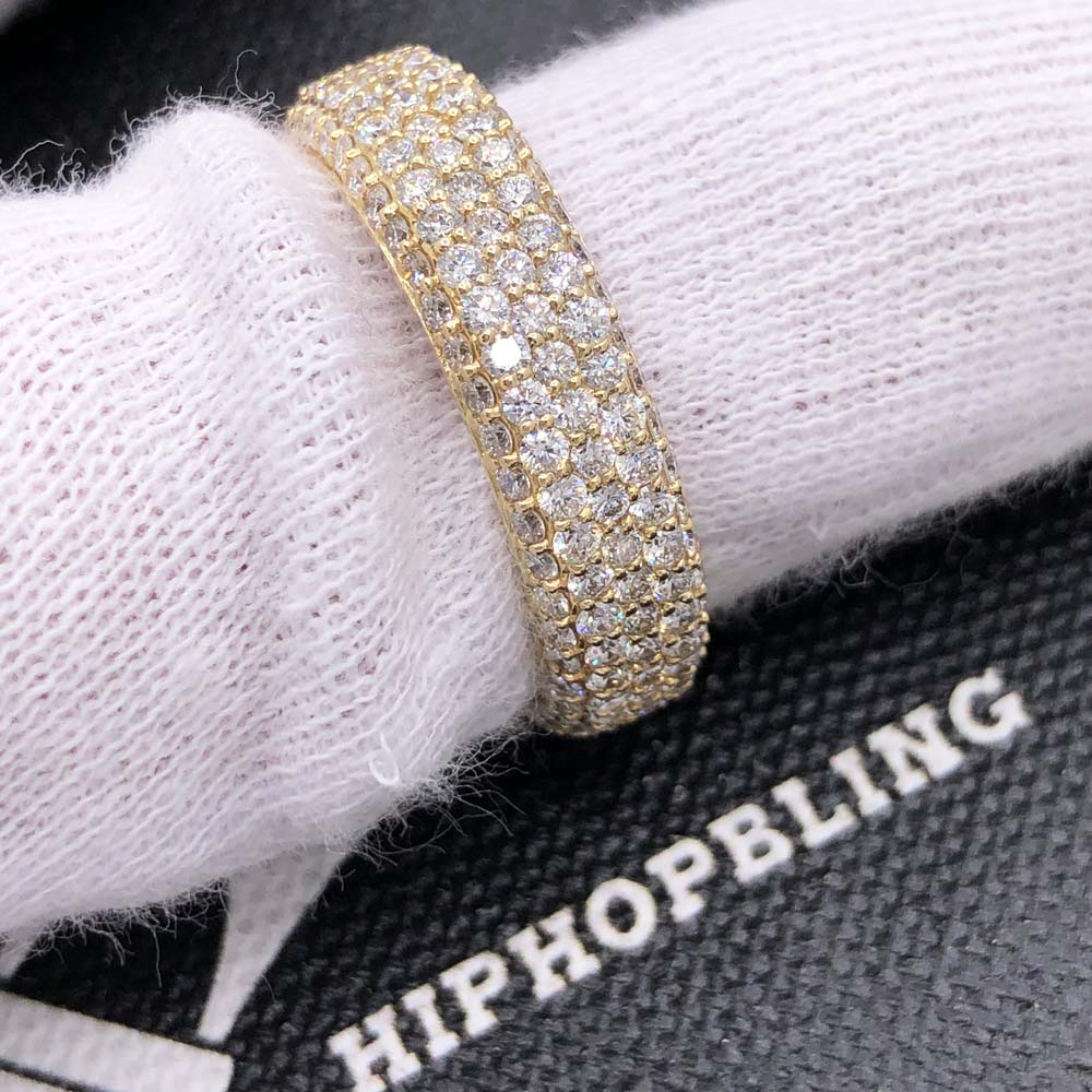 Domed 5 Row Eternity Band VS Diamond Ring 2.77cttw 14K Yellow Gold HipHopBling