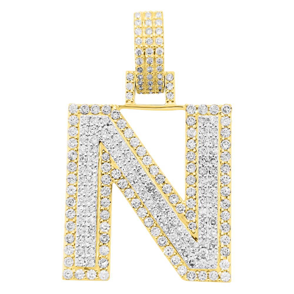 Double Block Letter Initial Diamond Pendant 10K Yellow Gold A HipHopBling