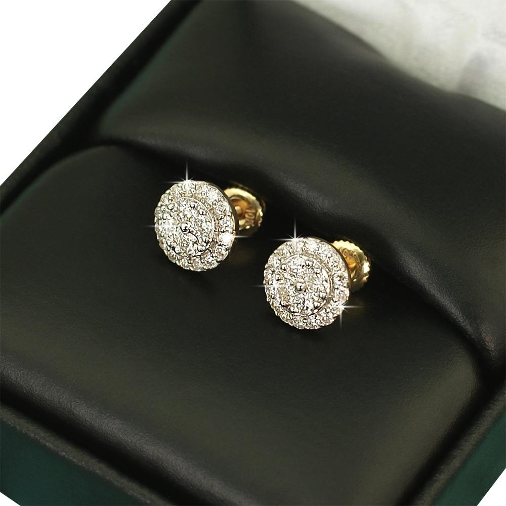 Double Circle Diamond Earrings .45cttw 10K Yellow Gold HipHopBling