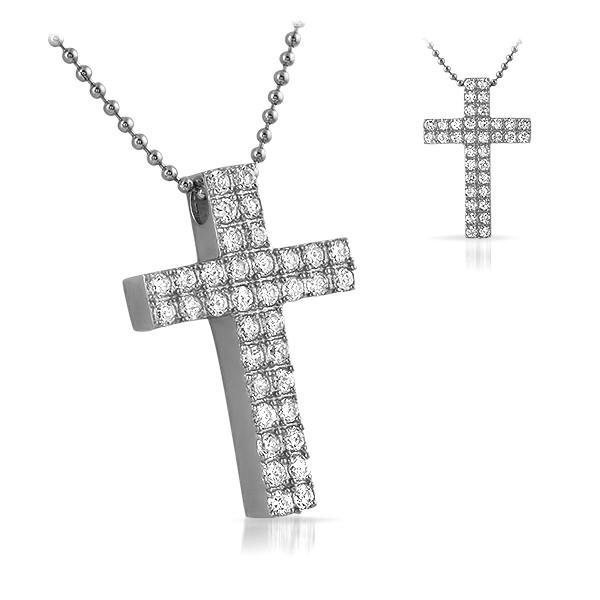 Double CZ Diamond Bling Bling Cross 316L Pendant Only HipHopBling