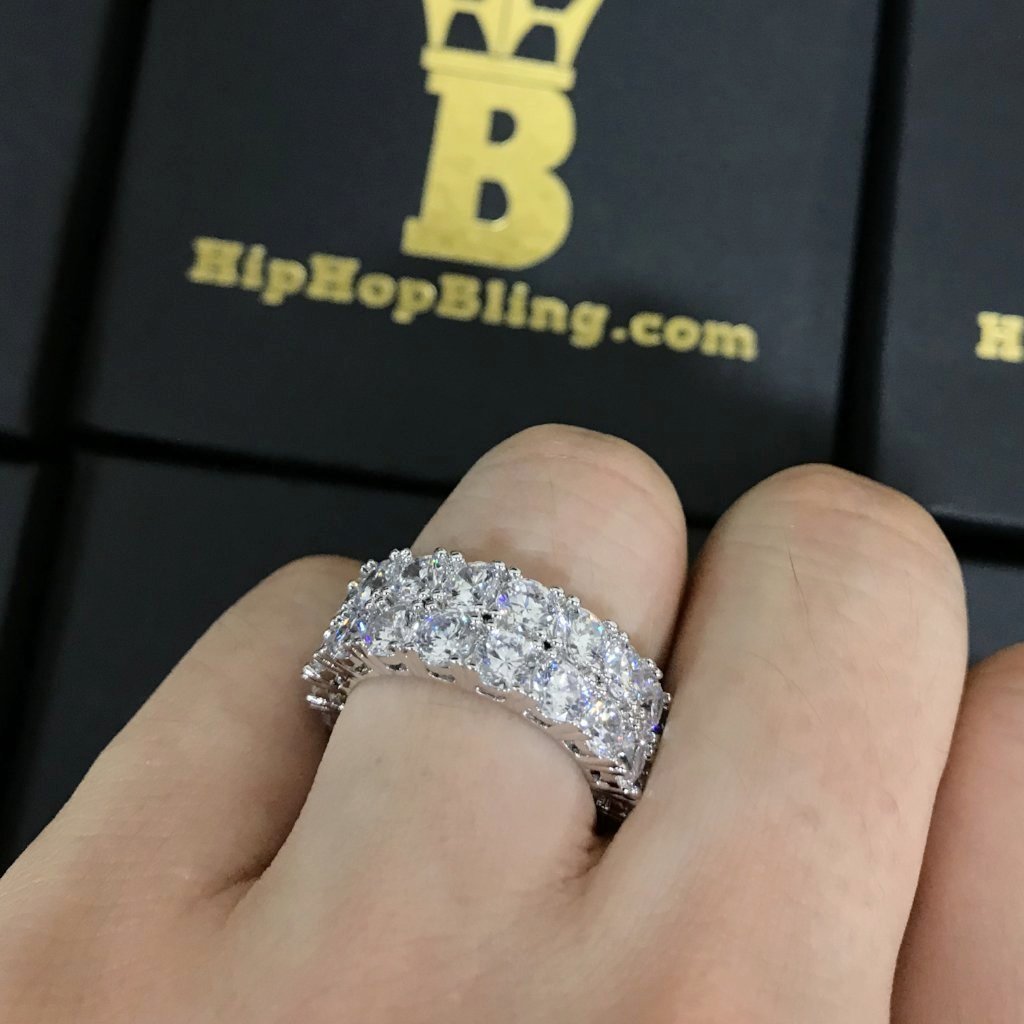 Double Eternity Band 360 Rhodium CZ Bling Bling Ring 7 HipHopBling