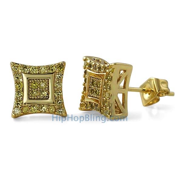 Double Kite M Lemonade CZ Iced Out Earrings HipHopBling