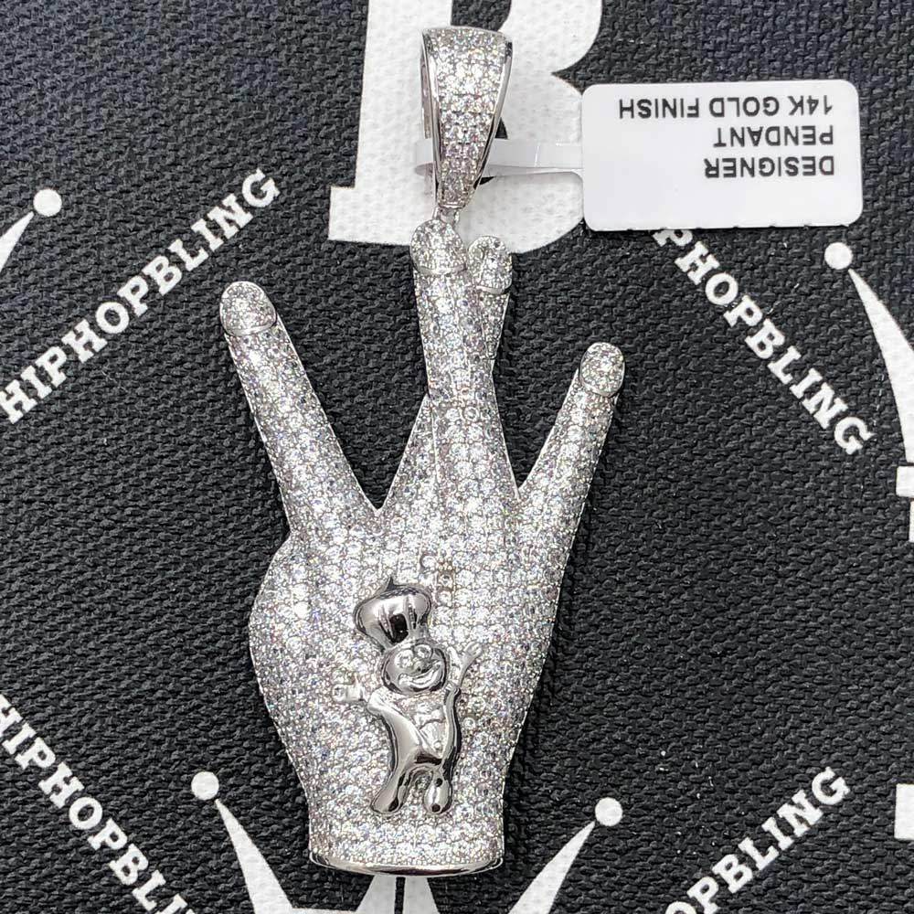 Doughboy Westside CZ Hip Hop Bling Bling Pendant White Gold HipHopBling