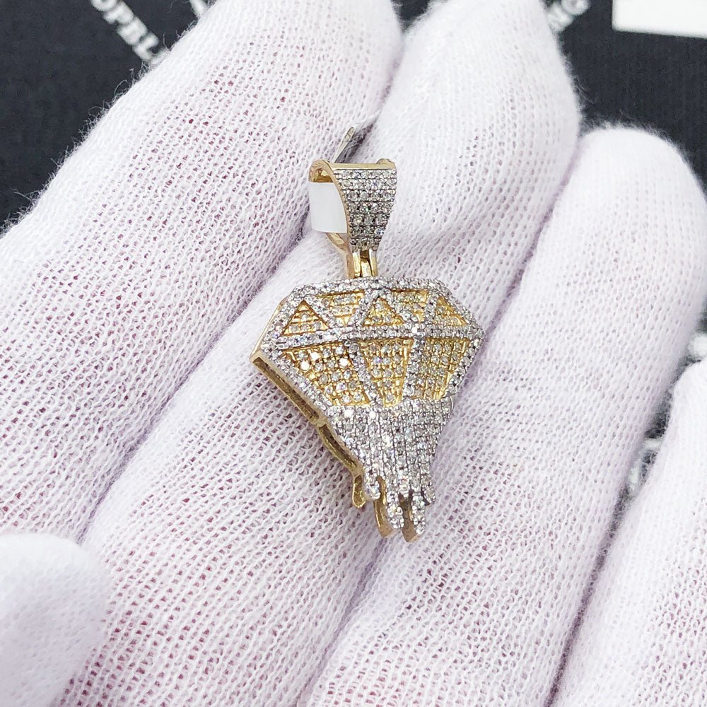 Drip Diamond Pendant .45cttw 10K Yellow Gold HipHopBling
