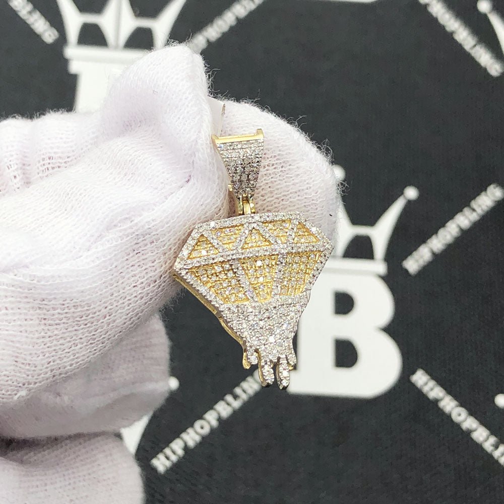Drip Diamond Pendant .45cttw 10K Yellow Gold HipHopBling