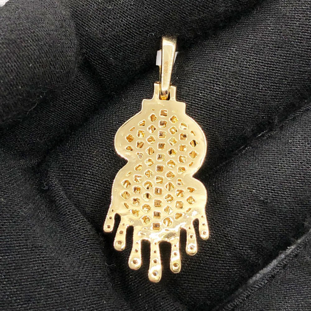 Drip Dollar Sign 1.86cttw Diamond Pendant 10K Yellow Gold HipHopBling