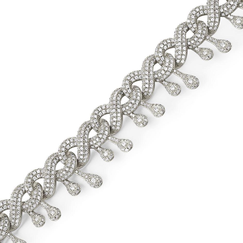 Drip Infinity Link Iced Out Hip Hop Bracelet White Gold 7" HipHopBling