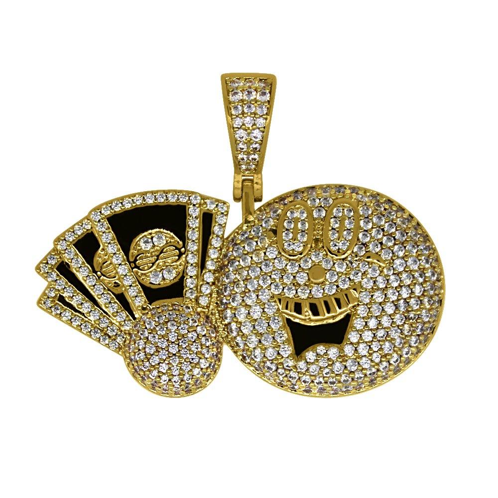 Emoji with Money Gold Bling Bling Pendant HipHopBling