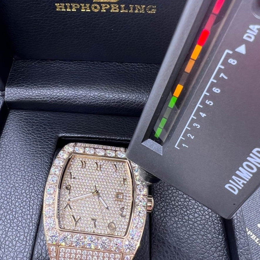 Emperor Rubber Strap VVS Moissanite Iced Out Watch White Gold HipHopBling