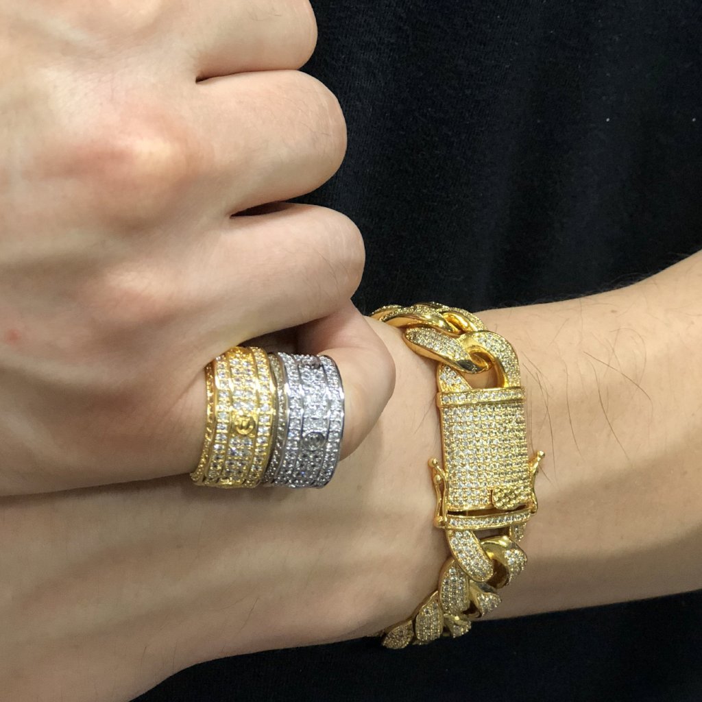 Eternity Band Flathead CZ Gold Bling Bling Ring 8 HipHopBling